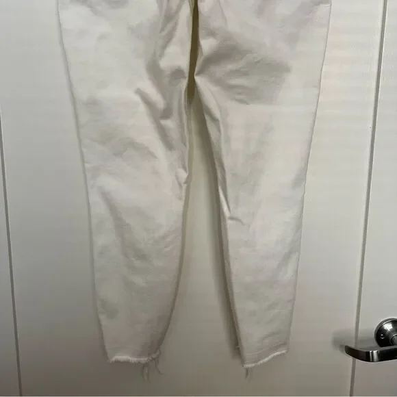 Spanx Jeans Womens XL White Skinny Leg Legging Pull On Distressed Raw Hem Denim - Picture 9 of 16